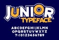 Junior alphabet font. Hand drawn letters and numbers.