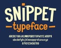 Snippet alphabet font. Cartoon letters and numbers. Uppercase and lowercase.