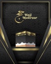 Hajj Mabroor Poster, Flyer, Social Media Post Template With Kaba And Islamic Pattern