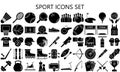 Sports and game black filled icons set