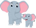 Mother and baby elephant Cartoon Royalty Free Stock Photo