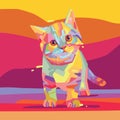 Cute cat colorful vector illutration Royalty Free Stock Photo
