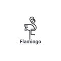 Logo Icon Summer concept in line art style, flamingo Logo concept