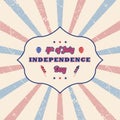 4th of July greeting card with retro style Royalty Free Stock Photo