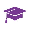 Silhouette of a purple graduation cap. Editable flat icon design in EPS10 format.