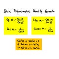 Basic trigonometric identities. The formula for tangent is equal to sin divided by cos.