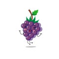 Cute vector grape fruit character in different action emotion. Collection of grape characters