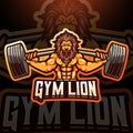 Gym lion esport mascot logo design Royalty Free Stock Photo
