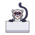 Cute samango monkey cartoon with blank sign Royalty Free Stock Photo