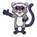 Cute samango monkey cartoon waving hand Royalty Free Stock Photo