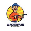 Washer Pressure mascot character in retro cartoon style logo design