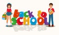 Back to school banner, latinos boy and girl