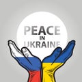 Hands holding light circle peace for ukraine illustration