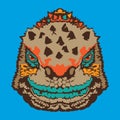 Marine iguana face vector illustration in decorative style design Royalty Free Stock Photo