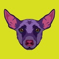 Peruvian hairless dog face vector illustration in decorative style design
