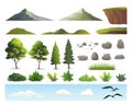 Landscape kit constructor with various nature elements vector illustration.