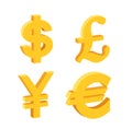 Set of 4 major currencies. Dollar, Euro, Pound sterling, Yen Royalty Free Stock Photo