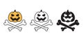 Pumpkin crossbones Halloween vector icon logo symbol cartoon character spooky ghost illustration doodle design clip art Royalty Free Stock Photo
