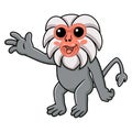 Cute little hamadryad monkey cartoon waving hand