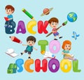 Cartoon happy children Back To School