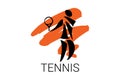 Tennis sport vector line icon. sportman, equipment sign.