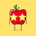 cute red apple character with smile expression and stars glasses Royalty Free Stock Photo