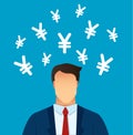Man thinking with Yen icon vector illustration Royalty Free Stock Photo