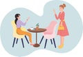 Meeting of two girlfriends in a coffee shop in flat design