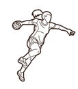 Handball Sport Female Player Action Graphic Vector