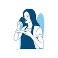 vector illustration a beautiful girl drinking a coffe