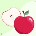 Cartoon vector illustration background of a sliced red apple Royalty Free Stock Photo