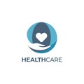 Elegant Modern hand health love care logo design template. hand care vector icon illustration
