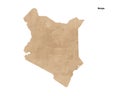 Old vintage paper textured map of Kenya Country - Vector