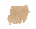 Old vintage paper textured map of Sudan Country - Vector