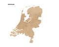 Old vintage paper textured map of Netherlands Country - Vector Royalty Free Stock Photo