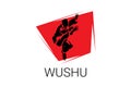 Wushu sport vector line icon. sportman, fighting stance.