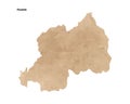 Old vintage paper textured map of Rwanda Country - Vector