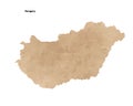 Old vintage paper textured map of Hungary Country - Vector Royalty Free Stock Photo