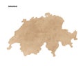 Old vintage paper textured map of Switzerland Country - Vector