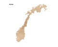 Old vintage paper textured map of Norway Country - Vector