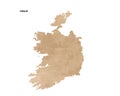 Old vintage paper textured map of Ireland Country - Vector