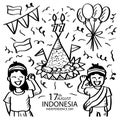 Indonesia Independence Day doodle. August 17