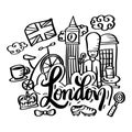 London icons doodle set illustration