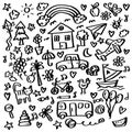 Hand Drawn Doodle Kids Elements illustration