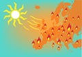 Europe Heat Wave or Forest Fires Concept. Editable Clip Art.