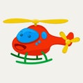 Illustration vector graphic design cartoon character of cute helicopter in flat kawaii doodle style.