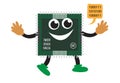 Microchip Mascot talking Binary Numerals. Editable Clip art