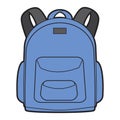 Backpack Front Design Straps Pockets Blue Gray Isolated