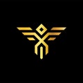 Mythical Bird Gold Monoline Icon Logo