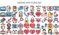 Dating app lineal multi color icons set Royalty Free Stock Photo